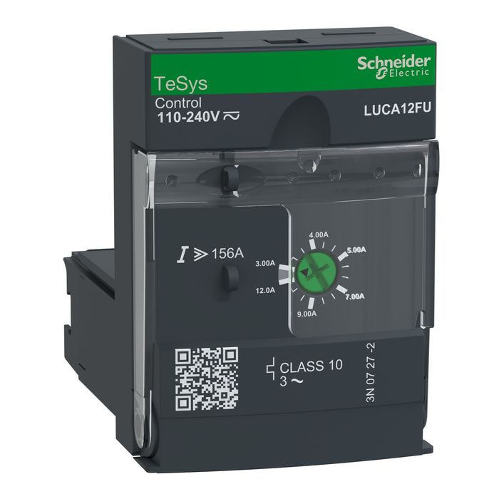 LUCA12FU Standard control unit, TeSys Ultra, 3-12A, 3P motors, thermal magnetic protection, class 10, coil 110-240V AC/DC