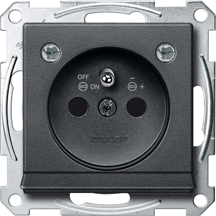 MTN2504-0414 Socket-outlet, Merten System M, mechanism with fixing frame, 2P + E, 16A, French, screwless terminals anthracite