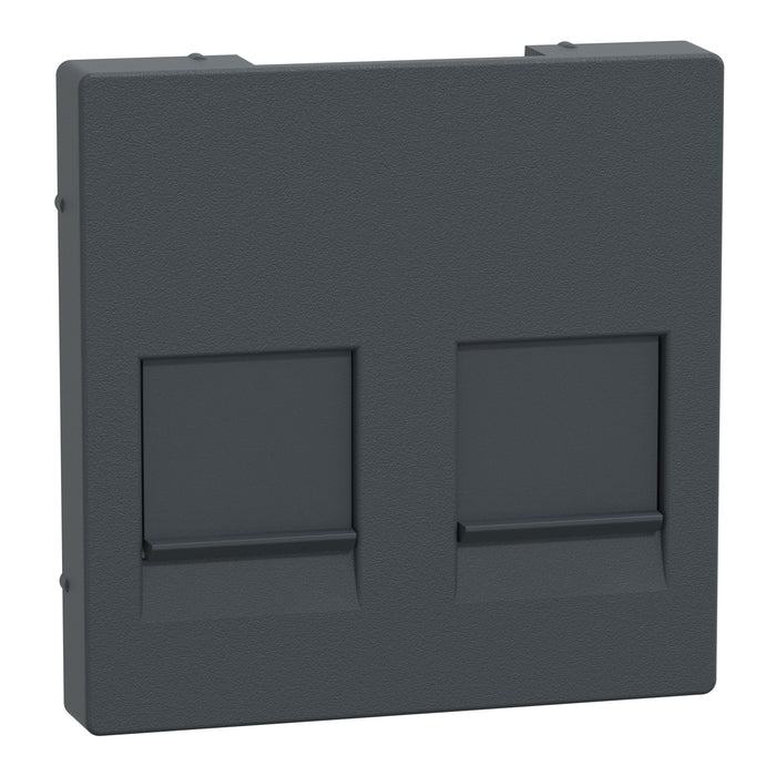 MTN4562-0414 Cover plate, Merten System M, with lid for 2 data socket, anthracite