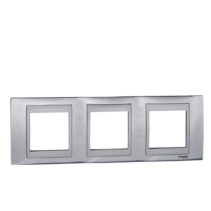 MGU66.006.010 Unica Top - cover frame - 3 gangs, H71 - bright chrome/aluminium