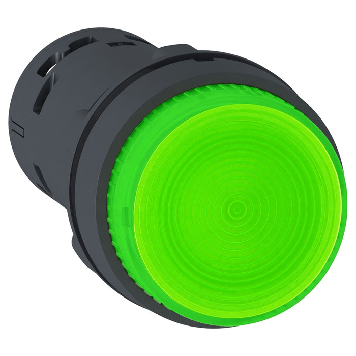 XB7NW33M1 Monolithic illuminated push button, Harmony XB7, plastic, green, 22mm, integral LED, spring return, 230…240V AC, 1NO