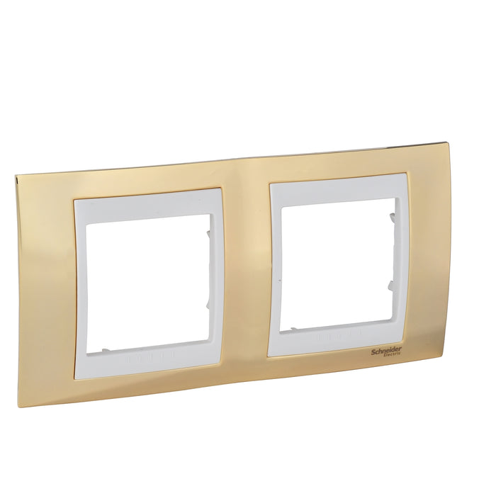 MGU66.004.504 Unica Plus - cover frame - 2 gangs, H71 - gold/ivory