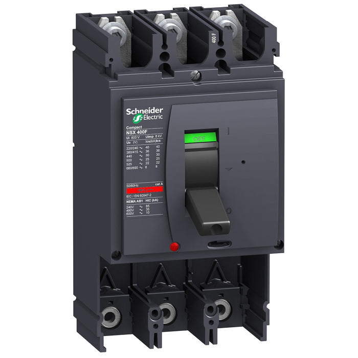 LV432413 Circuit breaker basic frame, ComPact NSX400F, 36kA at 415VAC 50/60 Hz, 400A, without trip unit, 3 poles