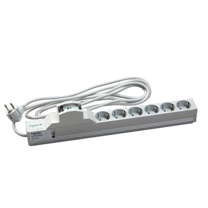 NSYAPU19S6CB Actassi - 1U power distribution rail - 6 sockets+circuit breaker 19P VDE