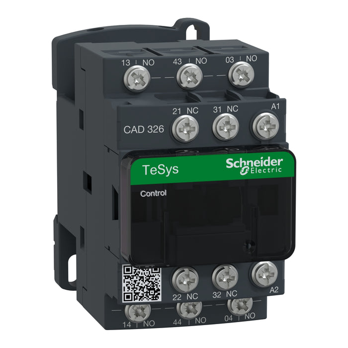 CAD326G7 TeSys Deca control relay,3NO+2NC,<=690V,120V AC standard coil,lug-rings