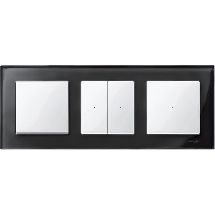 MTN404303 Cover frame, Merten M-Elegance glass, 3 gangs, onyx black