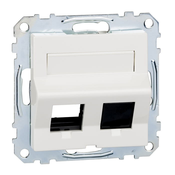 MTN4568-0319 Central plate, Merten System M, for RJ45, keystone, label holder, dust slide, glossy, polar white