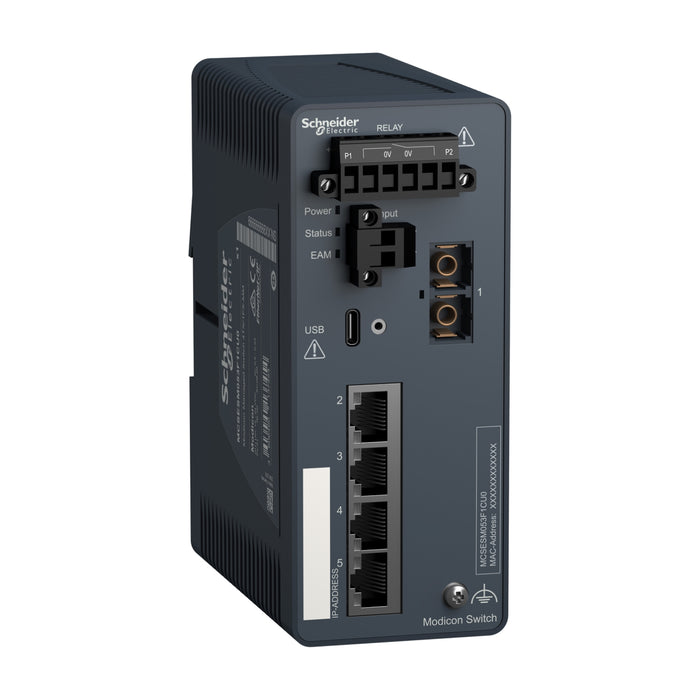MCSESM053F1CU0 Modicon Managed Switch - 4 ports for copper + 1 port for fiber optic multimode