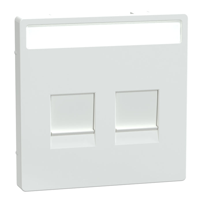 MTN4564-6035 Cover plate, Merten System M, with lid & label for 2 data socket, lotus white