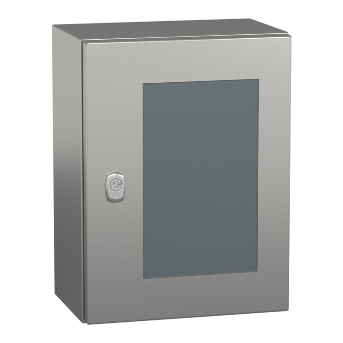 NSYS3X4320T Wall mounted enclosure, Spacial S3X, stainless steel 304L, glazed door, 400x300x200mm, IP66