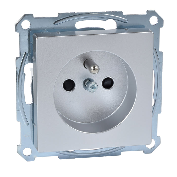 MTN2500-0460 Socket-outlet, Merten system M, 2P + E, 16A, French, screwless terminals, varnished, aluminium