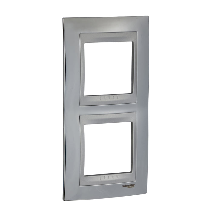 MGU66.004V.010 Unica Top - cover frame - 2 gangs - bright chrome/aluminium