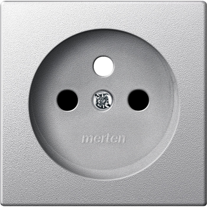 MTN285260 Central plate w. shutter for socket insert w. earth. pin, aluminium, System M