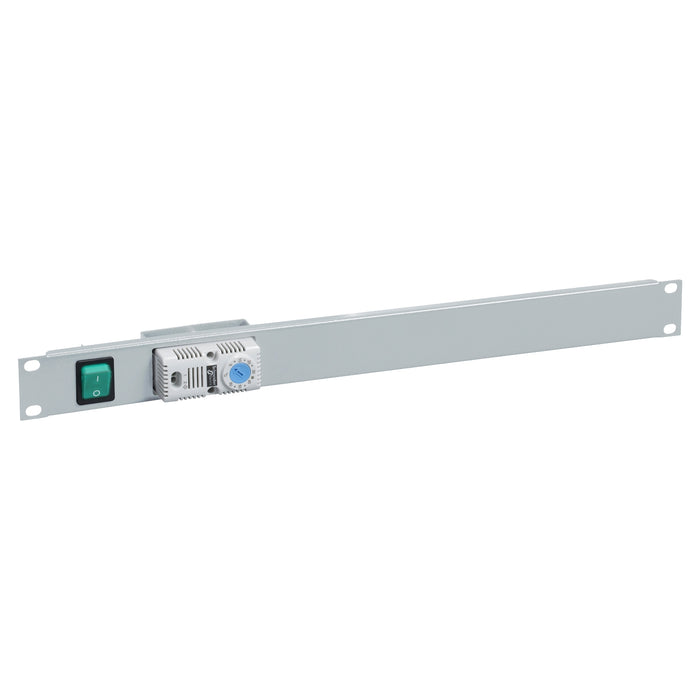 NSYCRTM1UVT 19" front plate1U with switch and thermostat for ventilation in RAL 7016