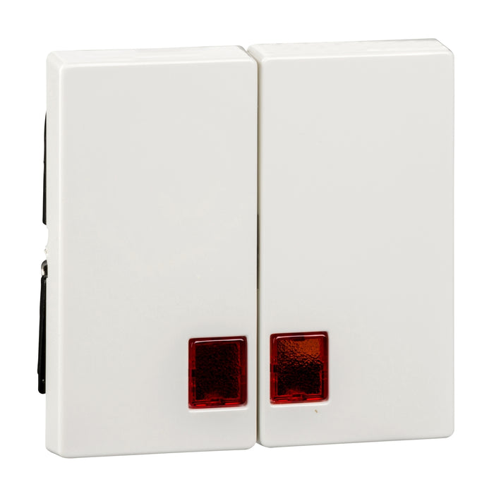 MTN3456-0319 Rocker, Merten System M, 2-gang w. red rectangular indicator window, glossy, polar white