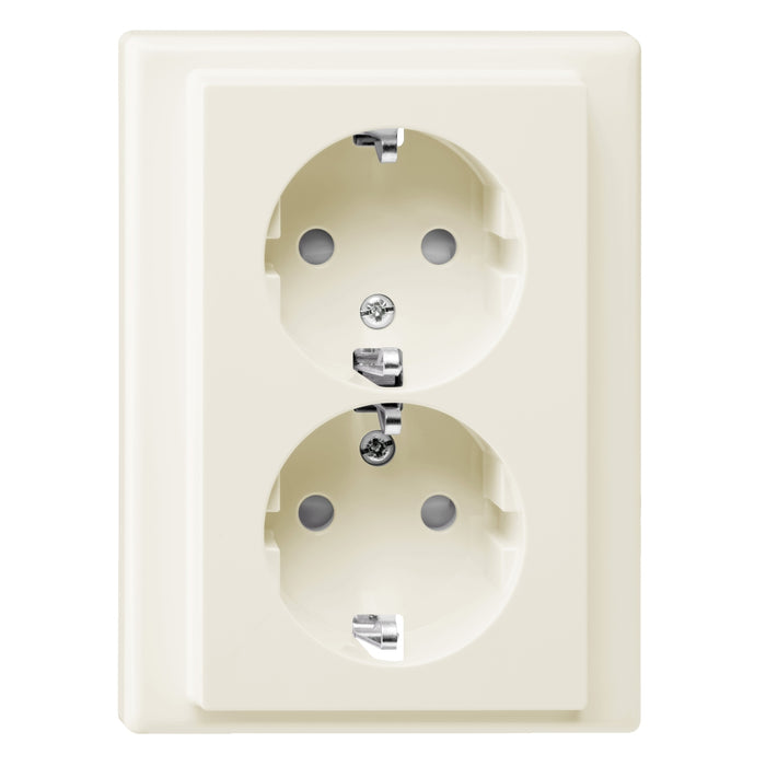 MTN2420-1444 2 Socket-outlet, Merten System M, complete product, 2P + E, 16A, Schuko, screwless terminals white