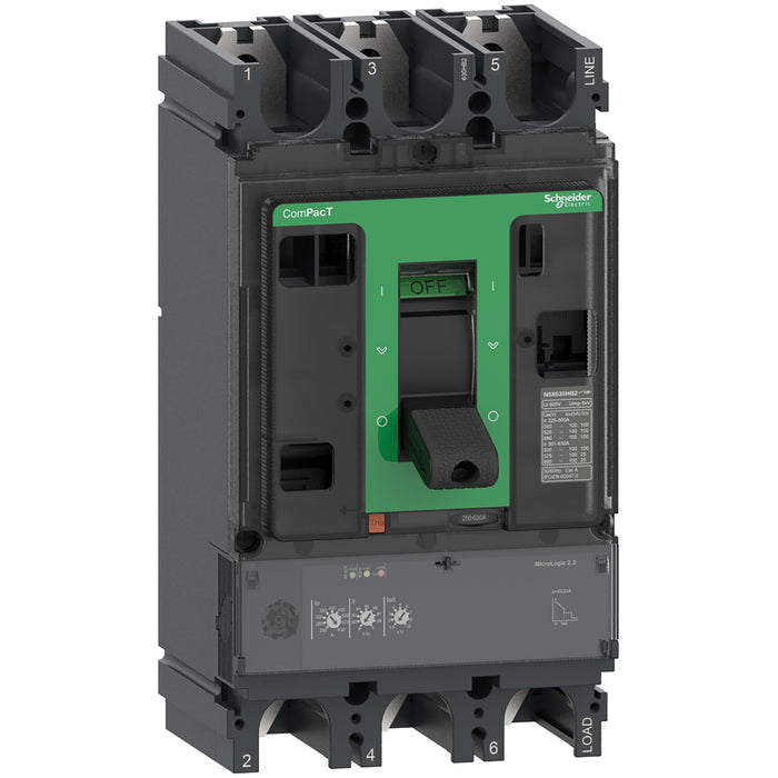 C63H32D630 Circuit breaker, ComPacT NSX630H, 70kA/415VAC, 3 poles, MicroLogic 2.3 trip unit 630A