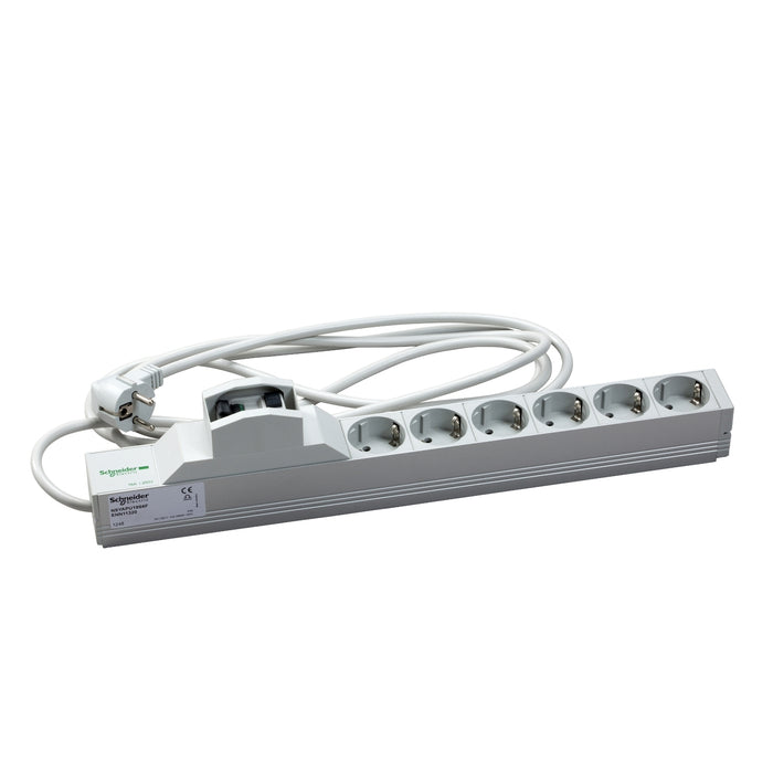 NSYAPU19S6F Actassi - 1U power distribution rail - 6 sockets+diff. protection 30mA 19P VDE