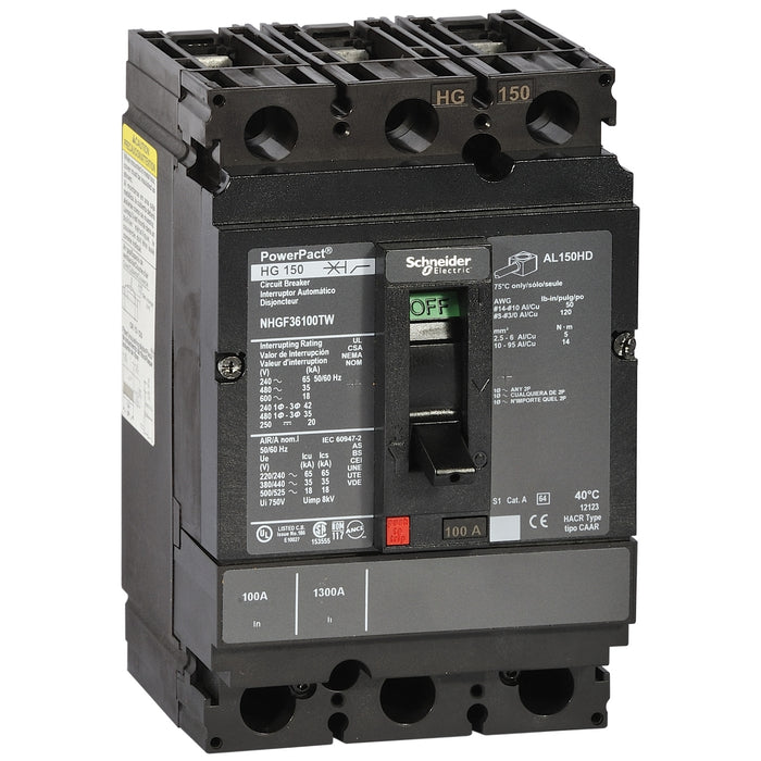 NHDF36125TW PowerPacT multistandard - H-Frame - 125 A - 25 KA - Therm-Mag trip unit