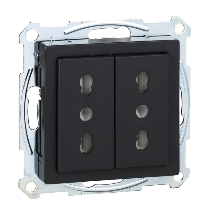 MTN2162-0414 Italian-Double socket-outlet, anthracite, System M