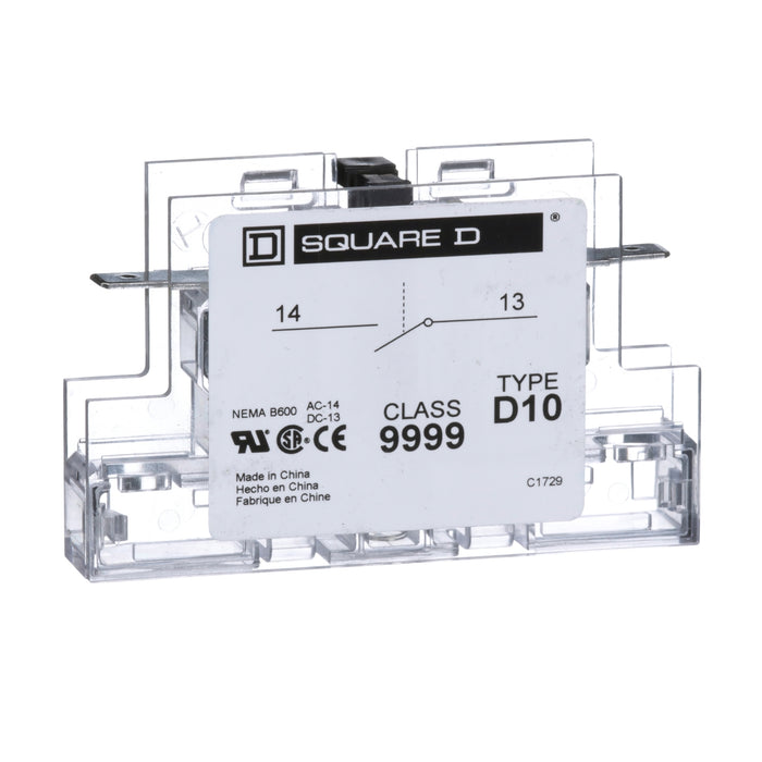 9999D10 Contactor, Definite Purpose, auxiliary contact, 3A at 120 VAC, 1 NO contact, for 50A to 90A DPA contactors