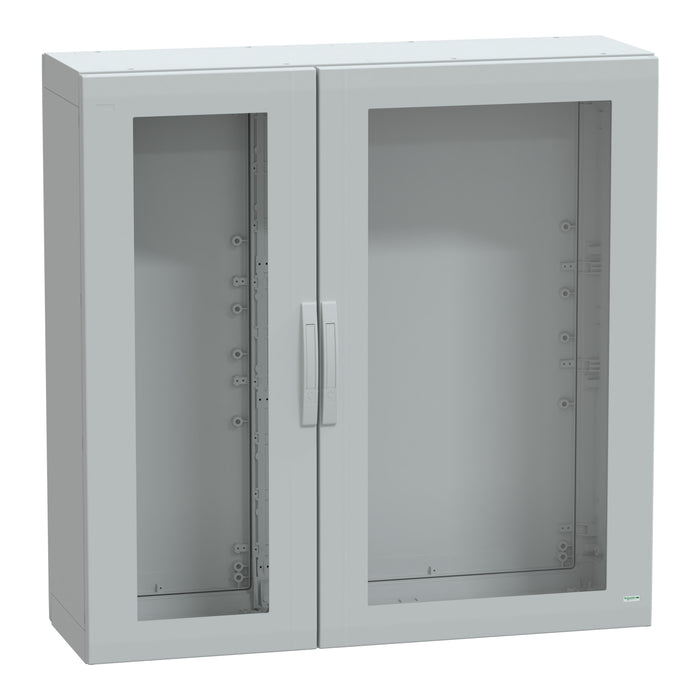 NSYPLA12124TG Floor standing polyester enclosure, Thalassa PLA, glazed door, completely sealed, 1250x1250x420mm, IP65, IK08