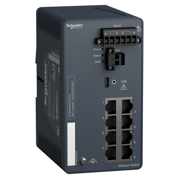 MCSESM083F23F1H Modicon Extended Managed Switch - 8 ports for copper - Harsh