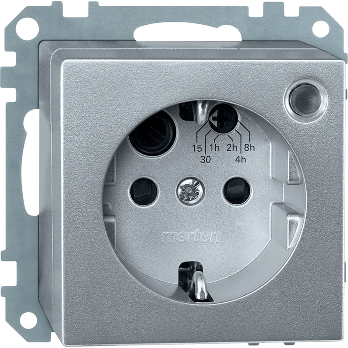 MTN500160 SCHUKO timer socket-outlet with shutter, aluminium, System M