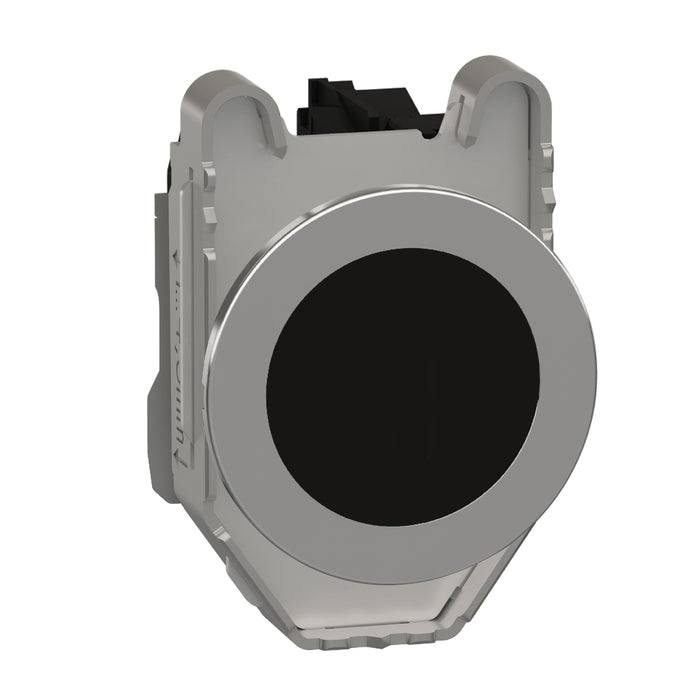 XB4FA21 Push button flush mounted, Harmony XB4, metal, black, 30mm, spring return, unmarked, 1NO