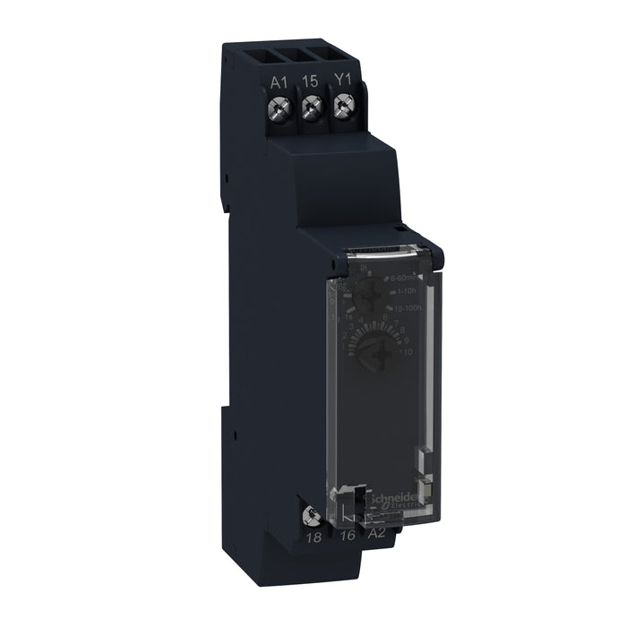 RE17LAMW Modular timing relay, Harmony, 0.7A, 1CO, 0,1s..100h, on delay, solid state output, 24..240V AC DC