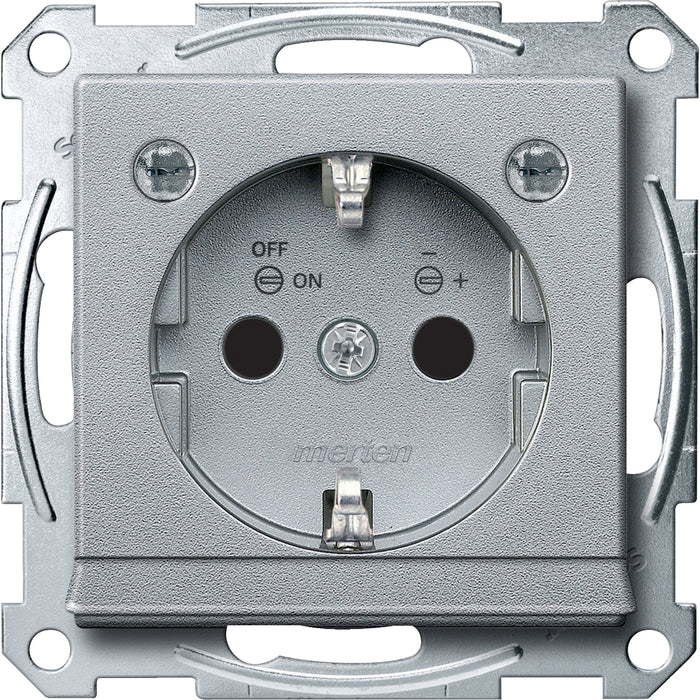 MTN2304-0460 Socket-outlet, Merten System M, 2P + E, 16A, Schuko, shutter, screwless terminals, matt, varnished, aluminium