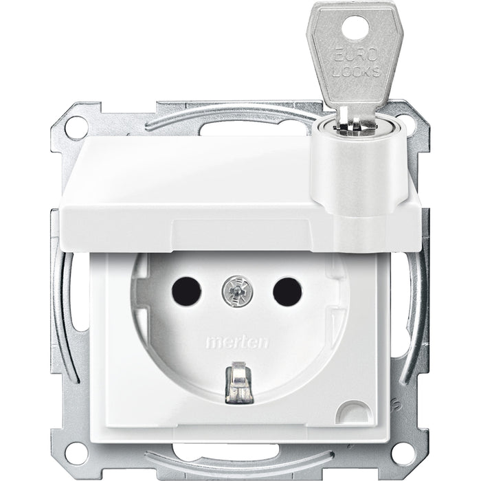 MTN2315-0319 Socket-outlet, Merten System M, 2P + E, 16A, Schuko, screwless terminals, glossy, polar white