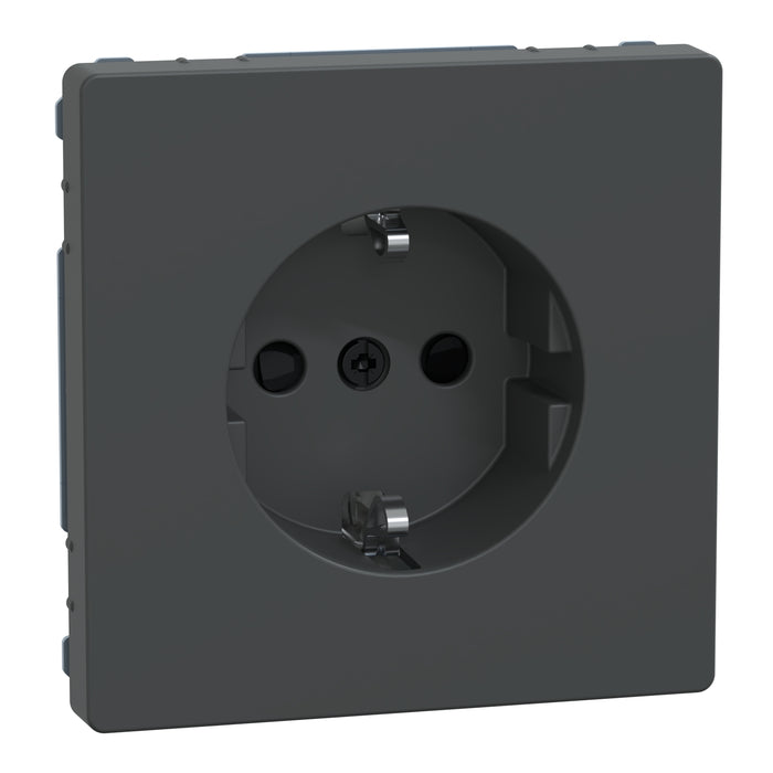 MTN2300-6034 Socket-outlet, Merten System Design, 2P + E, 16A, Schuko, shutter, screwless terminals, matt, varnished, anthracite