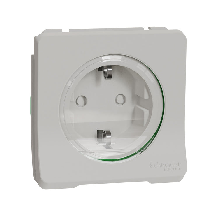 MUR39134 Socket-outlet, Mureva Styl, 2P + E with shutters, side earth, 16A, 250V, flush, white