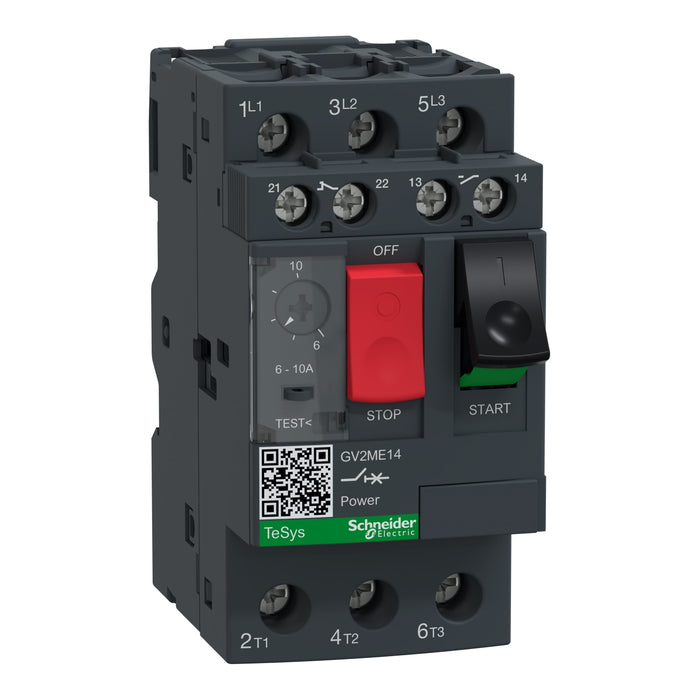 GV2ME14AE11TQ Motor circuit breaker,TeSys Deca,6...10A,thermal magnetic trip unit,with GVAE11,bulk qty