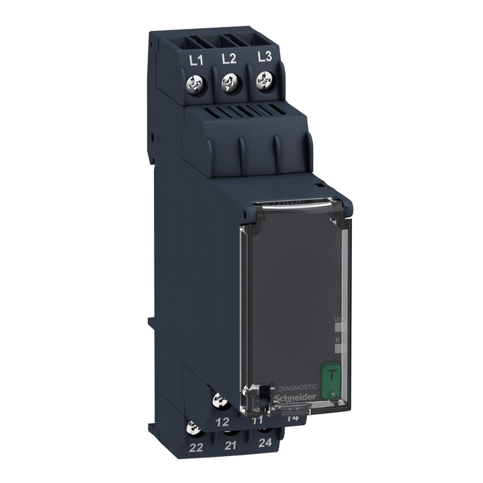 RM22TG20 Relé de control de suministro modular trifásico, Harmony, 8A, 2CO, 183…528V AC