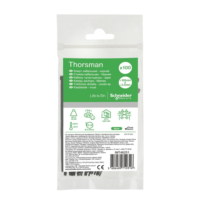 IMT46251 Cable tie, Thorsman, 2.5 x 100 mm, black