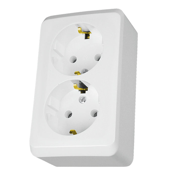 WDE001048 PRIMA - double socket-outlet with side earth - 16A, white