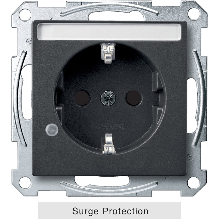 MTN2405-0414 SCHUKO sock.-out. w. surge prot.& label fld, shut., screw term., anthr.,Sys.M