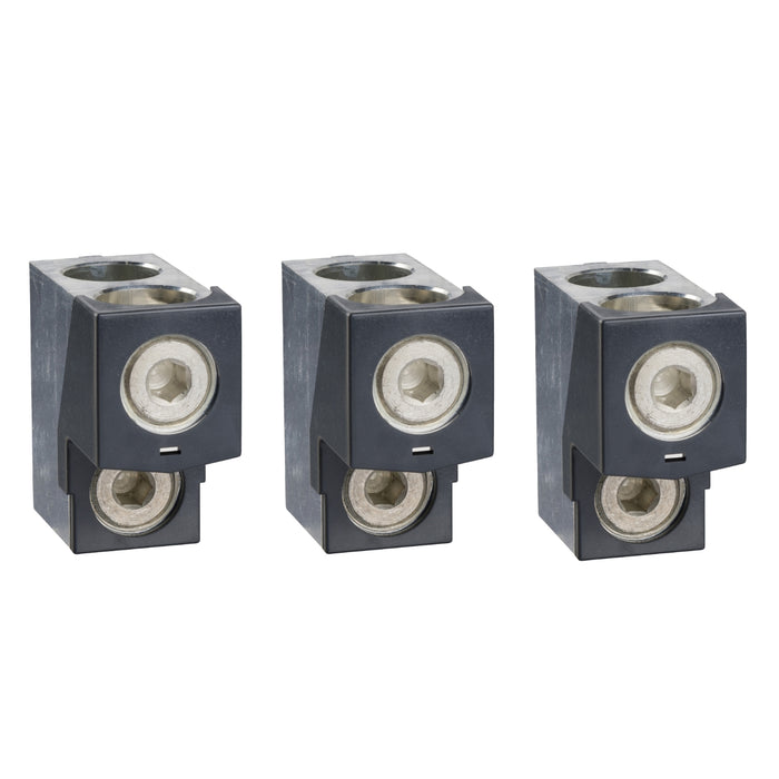 LV432481 Aluminium bare cable connectors, ComPacT NSX, for 2 cables 35mm² to 240mm², 630A, set of 3 parts