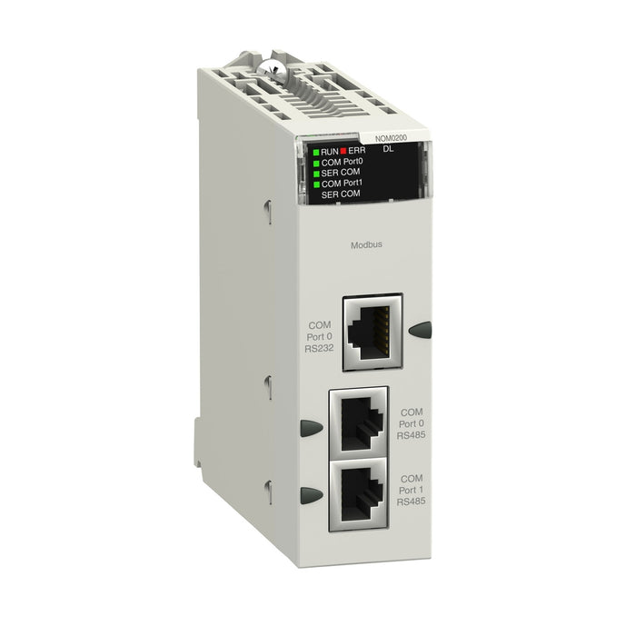 BMXNOM0200H Communication module, Modicon X80, Serial link module, 2 RS-485/232 ports in Modbus and Character mode, for severe environments