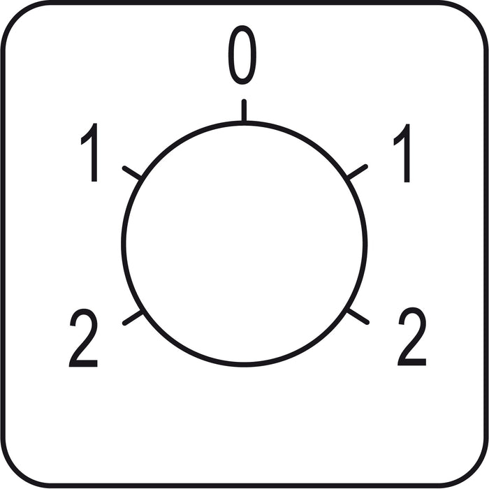 KZ18634 Legende, Harmony K, für Nockenschalter, für Montageköpfe mit 22-mm-Loch, 45 x 45 mm, Metallfarbe, markiert mit 2-1-0-2, Schaltwinkel 60 Grad