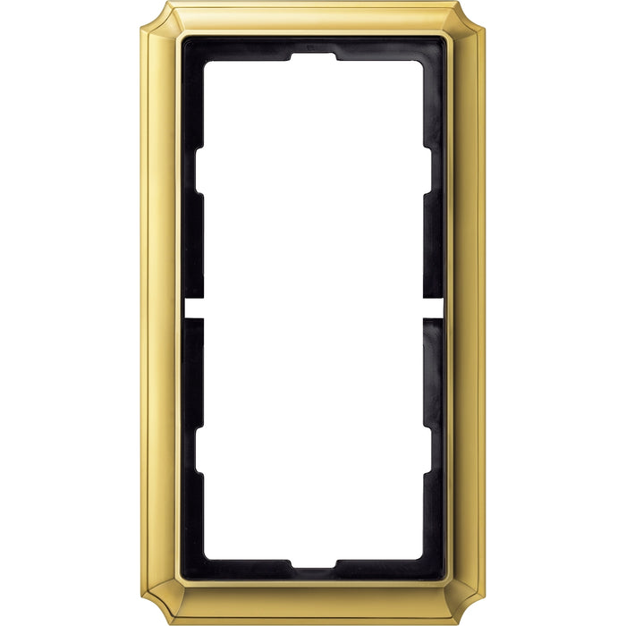 MTN483821 Antique frame, 2-gang without central bridge piece, polished brass