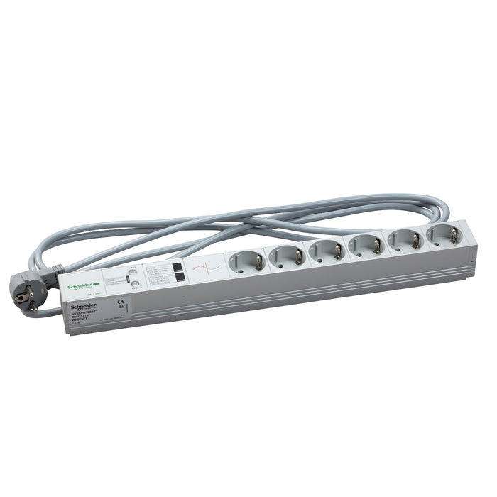 NSYAPU19S6FT Actassi - 1U power distribution rail - 6 sockets+filter+surge arrester 19P VDE