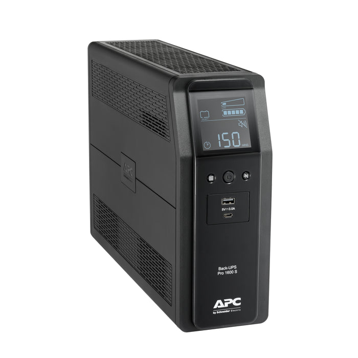 BR1600SI APC Back-UPS Pro, 1600VA/960W, Tower, 230V, 8x IEC C13 outlets, Sine Wave, AVR, USB Type A + C ports, LCD, User Replaceable Battery