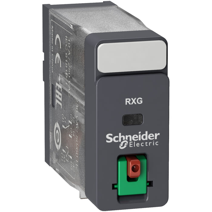 RXG11P7 Interface plug-in relay, 10 A, 1 CO, lockable test button, 230 V AC