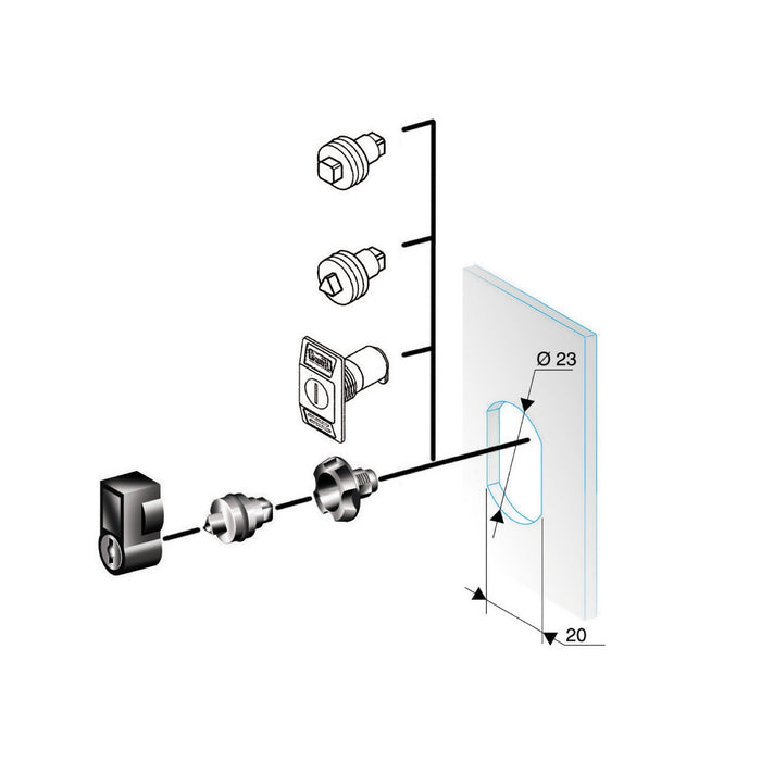 NSYTC7CRN Square lock insert 7mm, for Spacial CRN or Thalassa PLM enclosures.