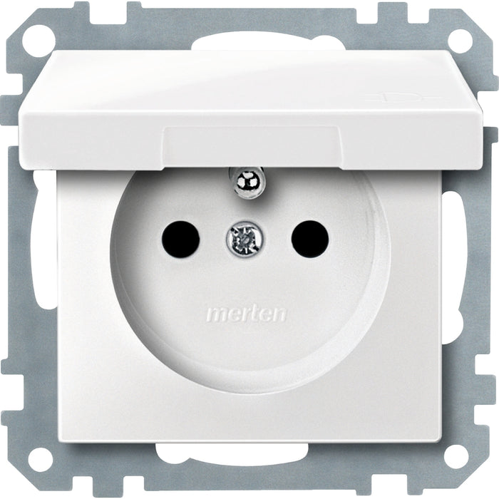 MTN288319 Socket-outlet insert with earth. pin and hng.lid, polar white, glossy, System M