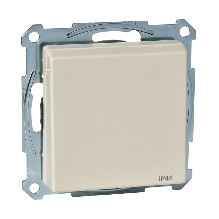 MTN2614-0344 Socket-outlet, Merten system M, mechanism with fixing frame, 2P + E, 16A, French, IP44, glossy, white