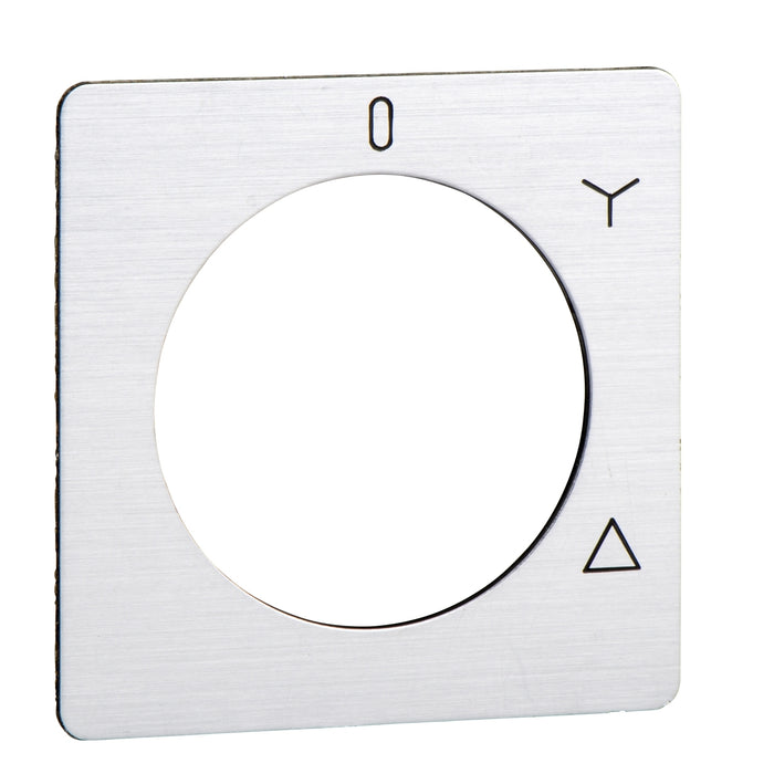 KZ18635 Legend, Harmony K, for cam switch, for 22mm hole mounting heads, 45X45mm, metal color, marked 0 -Y-delta, switching 60deg